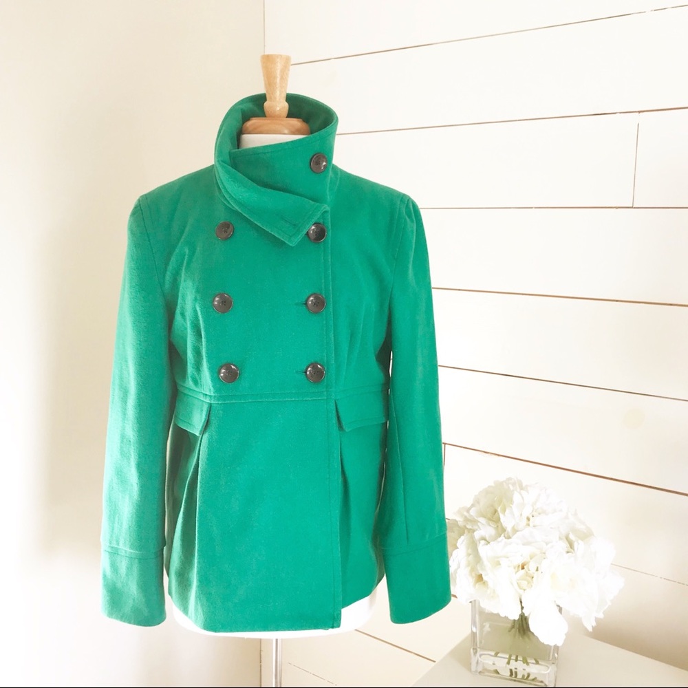 Old Navy • Green Wool Blend Pea Coat